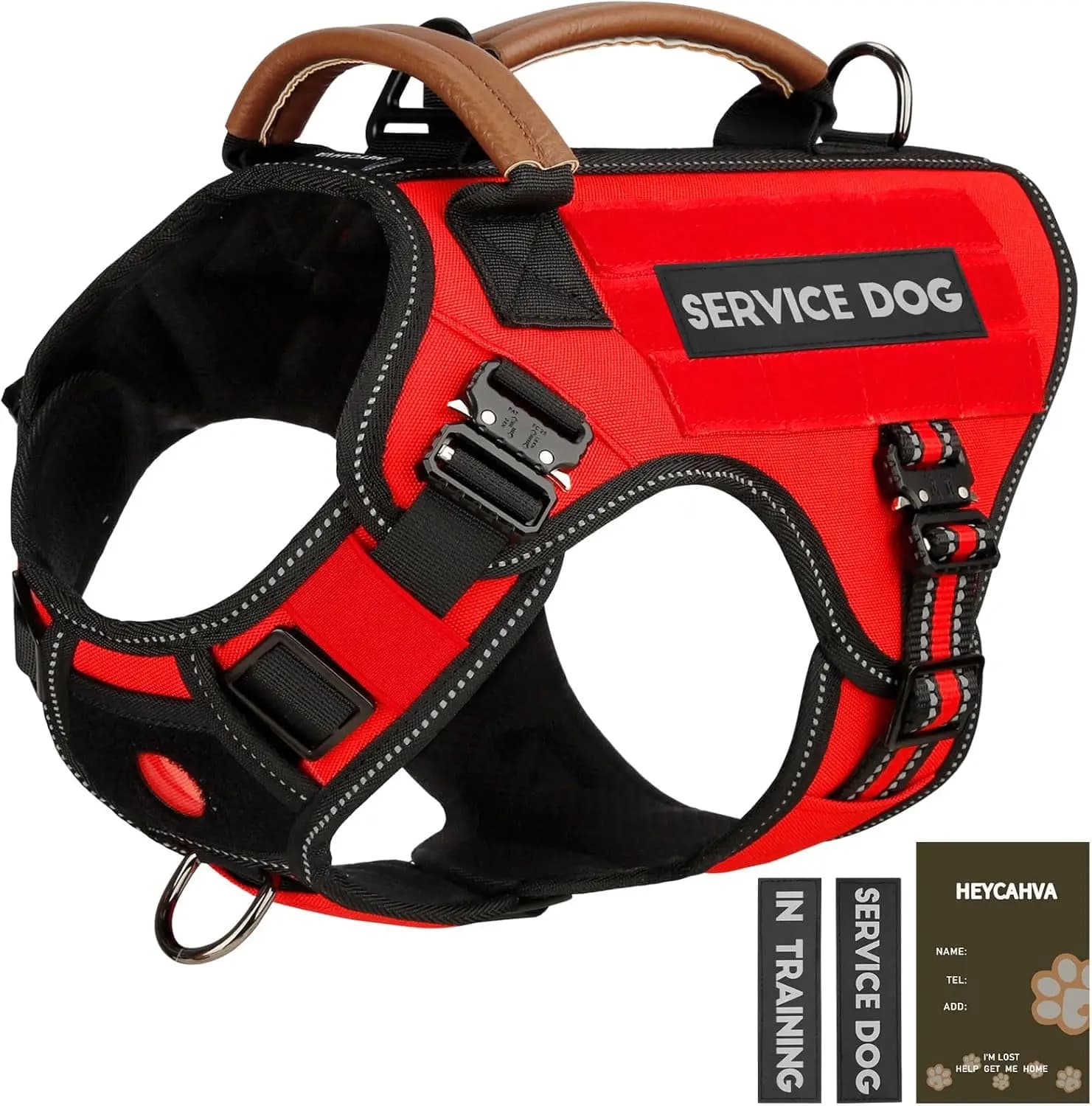 Imbracatura tattica per cani con fibbie in metallo, gilet riflettente anti-trazione per cani di taglia media e grande, rosso L