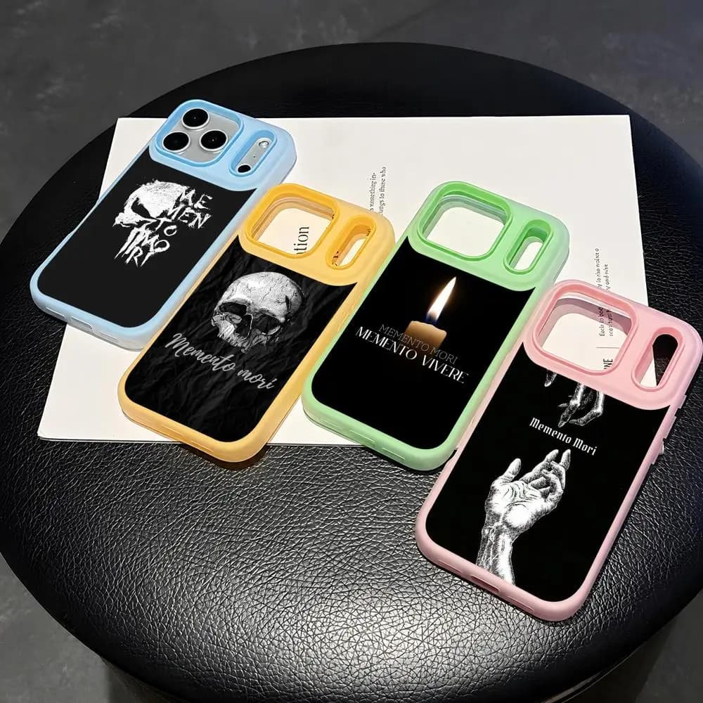Memento Mori Phone Case 2-in-1 Detachable Clear with Card Holder for iPhone 12-17 Soft Multi-Color