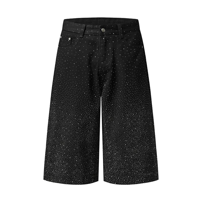 2026 summer brand Hot drill CRYSTAL straight loose denim cropped jeans men women youthful vitality high street calf length pants