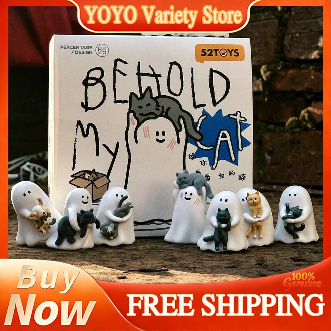 52TOYS Little Ghost Let Me Show My Cat Blind Box Cute Mini Figure Trendy Toys Doll Desktop Ornament Nice Collectible Gifts Fans