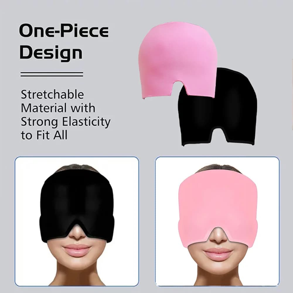 Cappello con impacco di gel freddo per alleviare mal di testa ed emicrania, terapia con impacco freddo, maschera per occhi per alleviare la pressione e il dolore.