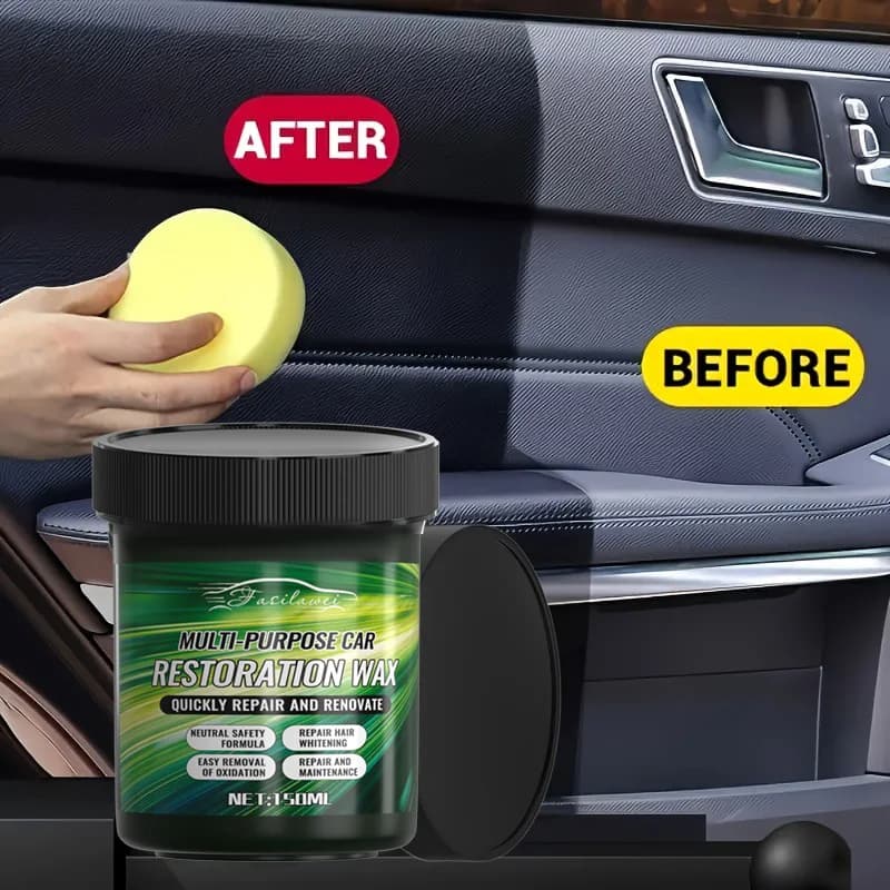 Pasta lucidante per interni automobilistici da 150 g, kit per la cura ricondizionata delle parti interne dell'auto, cera lucida per pneumatici nera, plastica lucida per pelle