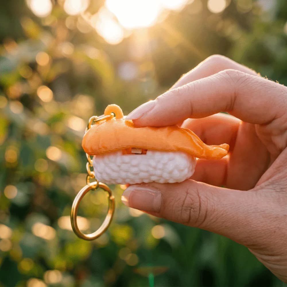 Sushi 3D Printed Clicker Keychain Eco-Friendly PLA Fidget Key Ring Multi Styles Cute Simulation Stress Relief Bag Pendant