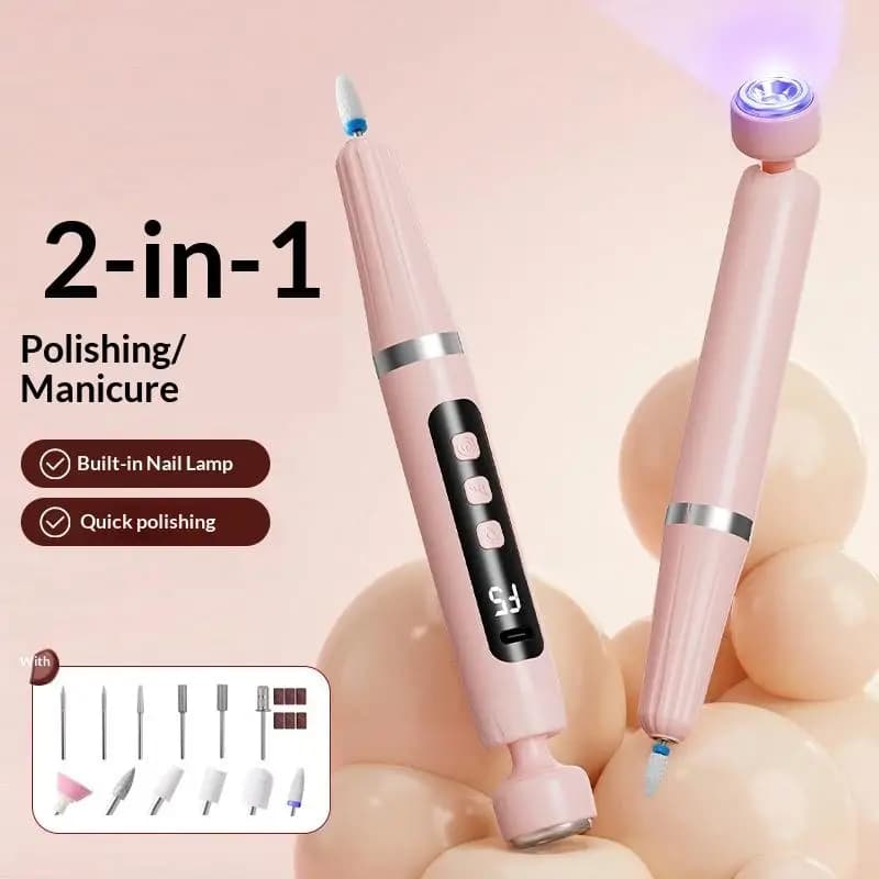 2 In 1 Electric Nail Drill Set Built-in Nail Lamp Quick Polishing Manicure Kit Ideal Gift for Women Girls Nail Lovers