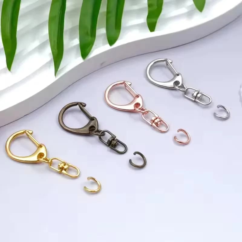 Gancio Shape Mosques for Keyring, C Revolving Hooks, Keyring Rings, Fai-da-Te Kit for Craft Creations