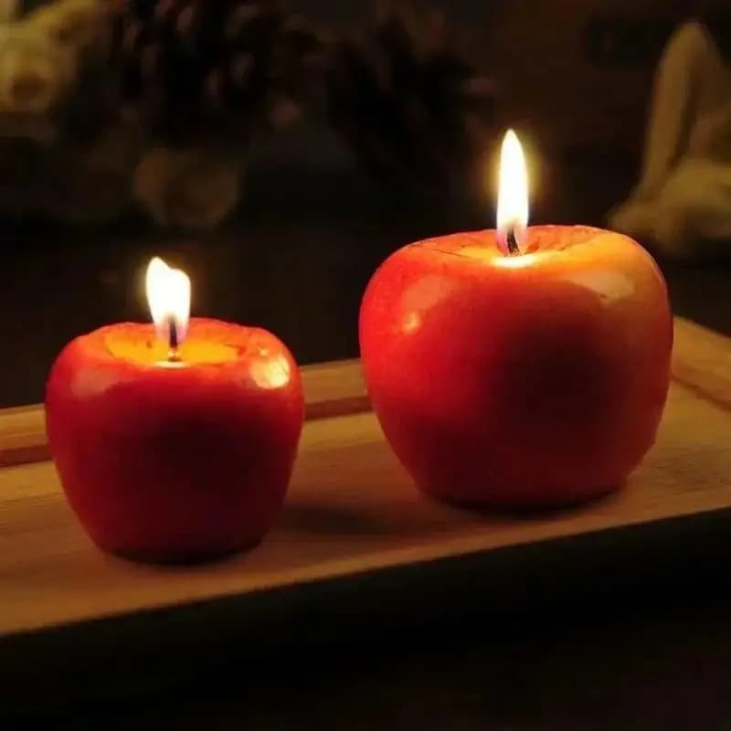1 Pcs New Simulation Red Apple Candle Suitable Family Celebrate Birthday Christmas Decoration Supplies Home Desktop Ornament