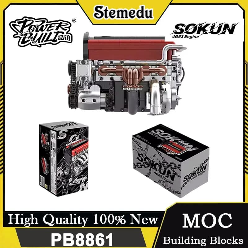 PB8861 918 pz. Blocchi da Costruzione Motore 4G63, Modello Tecnico Veicolo JDM, Mattoncini Fai-da-te per Assemblaggio, Giocattoli Ornamentali per Adulti, Regali