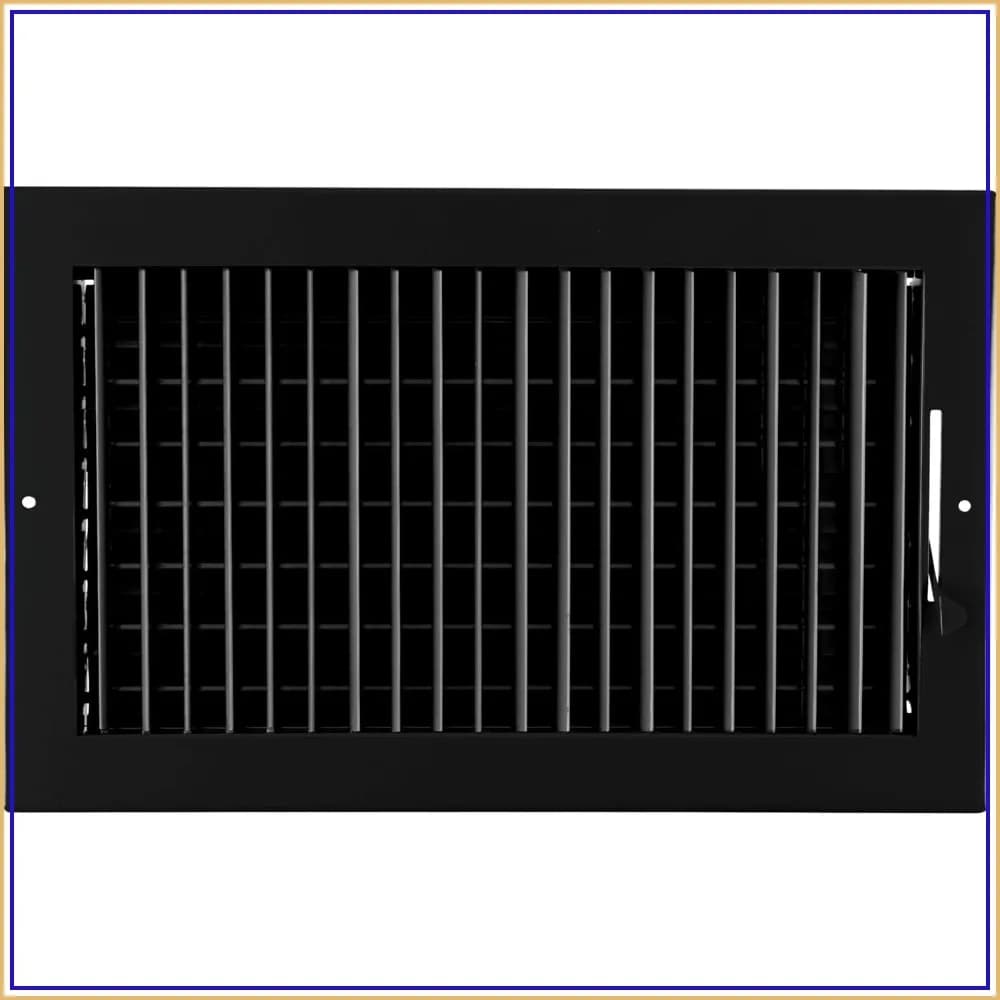 14" x 8" Adjustable Air Supply Diffuser - HVAC Vent Cover for Sidewall or Ceiling - High Airflow - Black