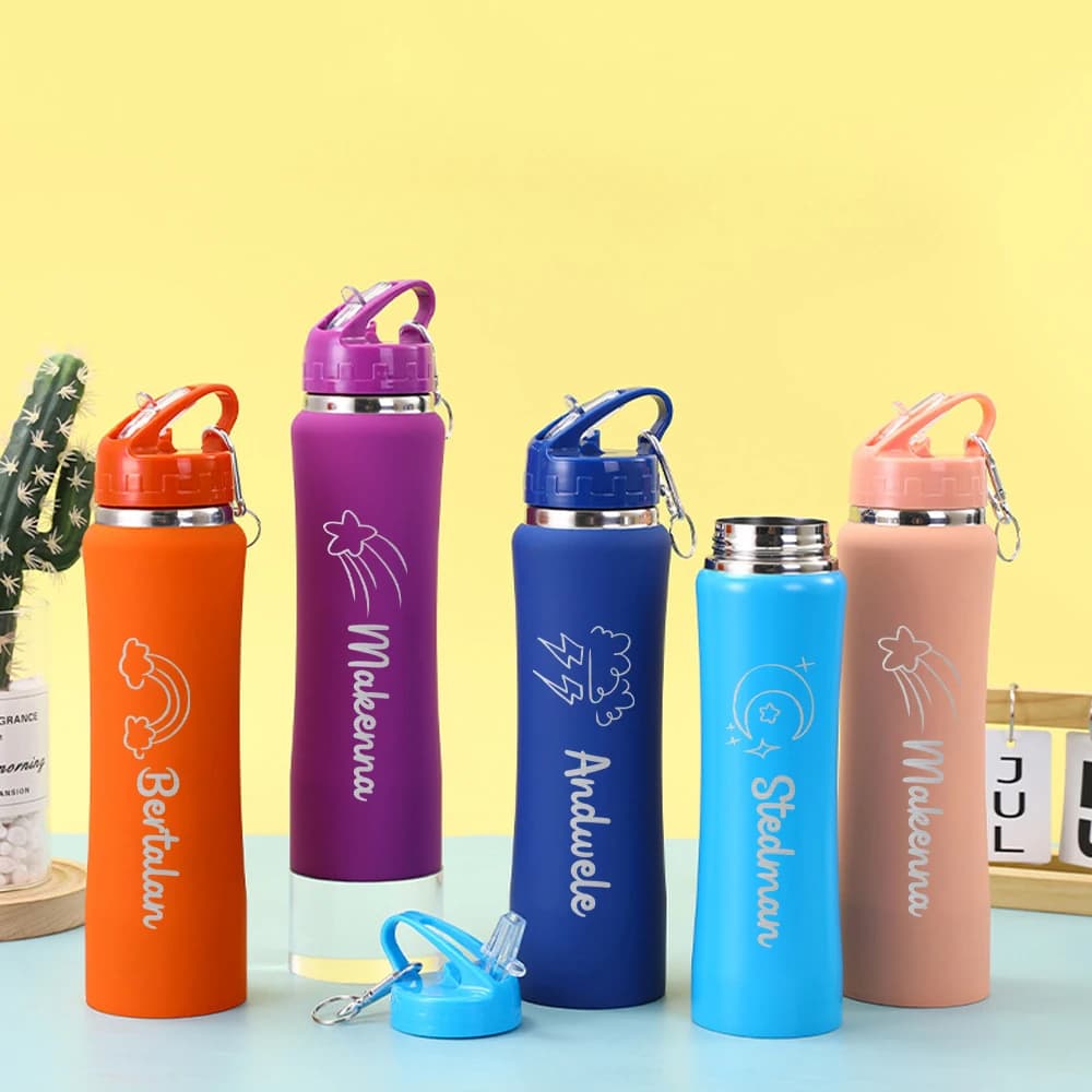 Bottiglia d'Acqua in Acciaio Inox Personalizzata con Nome, Regalo per Insegnanti, con Bocca Larga e Sicura per Alimenti