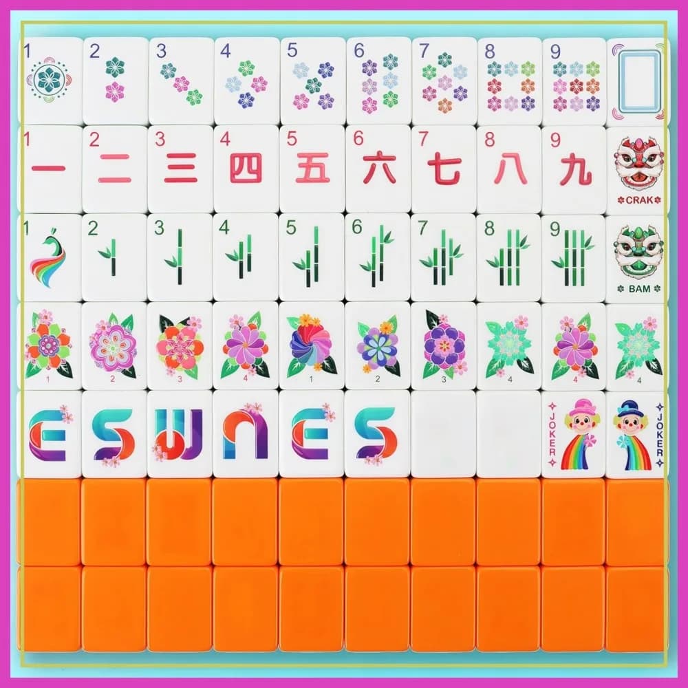 Set Mahjong Americano da 166 Pezzi, Tessere da 1,2 Pollici con Incisione 3D, Gioco Mah Jongg da Viaggio con Borsa e Dadi (Arancione)