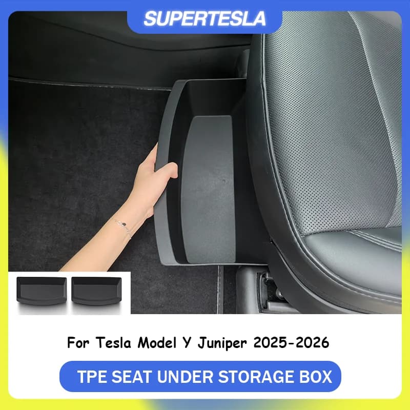Cassetto portaoggetti nascosto sotto il sedile per Tesla Model Y Juniper 2025-2026, 2 pezzi, vassoio organizer interno in TPE, accessori auto