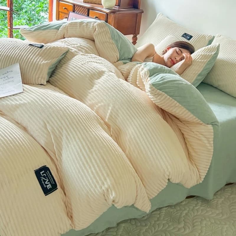 Copripiumino invernale in velluto tinta unita spesso copripiumino termico copripiumino doppio morbido Set biancheria da letto matrimoniale matrimoniale King 150x200cm