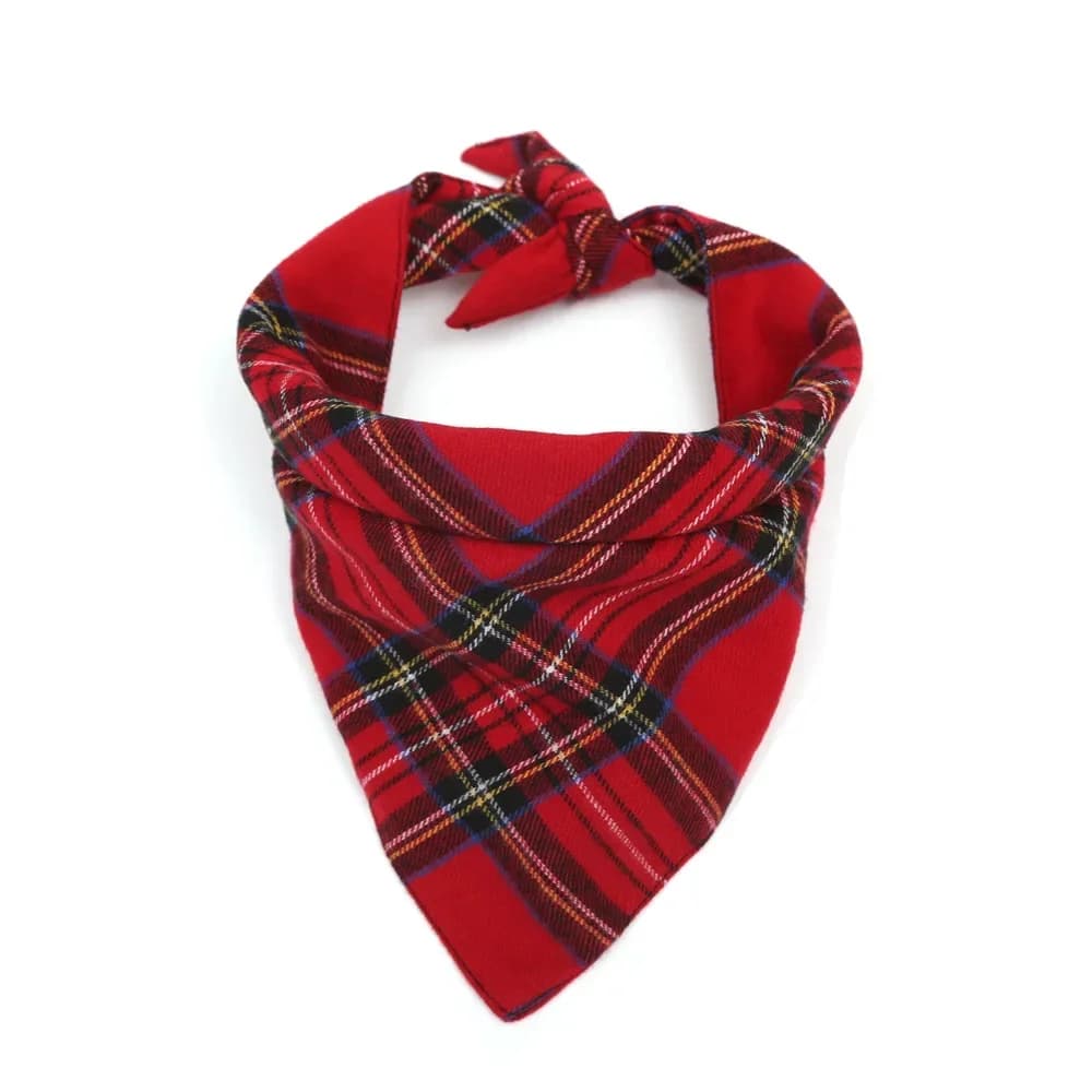 Cane di piccola e grande Lavabile Accogliente Stampa scozzese in cotone Accessori per toelettatura animali Bandana Bavaglini Sciarpa per saliva Papillon Fazzoletto