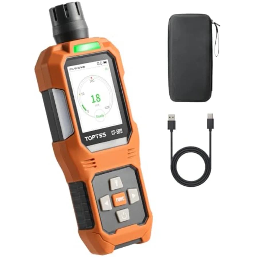 Rilevatore di Monossido di Carbonio Portatile CT-580 Ricaricabile con Allarmi Visivi e Acustici a Vibrazione 0-1000PPM Display TFT a Colori