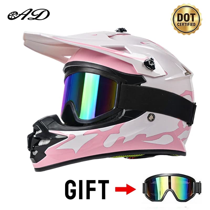 High Quality Dot Certified Kids Motorcycle Helmets Suitable for Off-Road Street Riding Mountain Bikes Helmet with Goggles