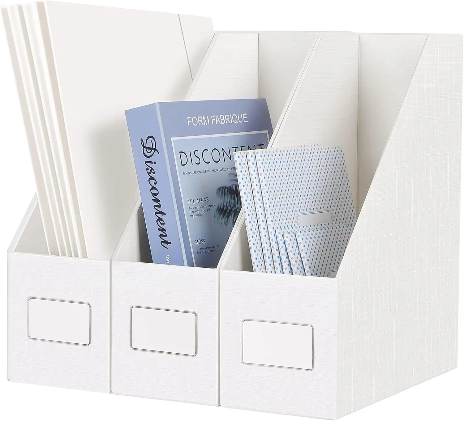 Portadocumenti in Cartone Resistente, Set da 3, Organizzatore da Scrivania per Ufficio, Scaffale Portaoggetti per Mensole e Scrivania, Porta Cartelle per Aula