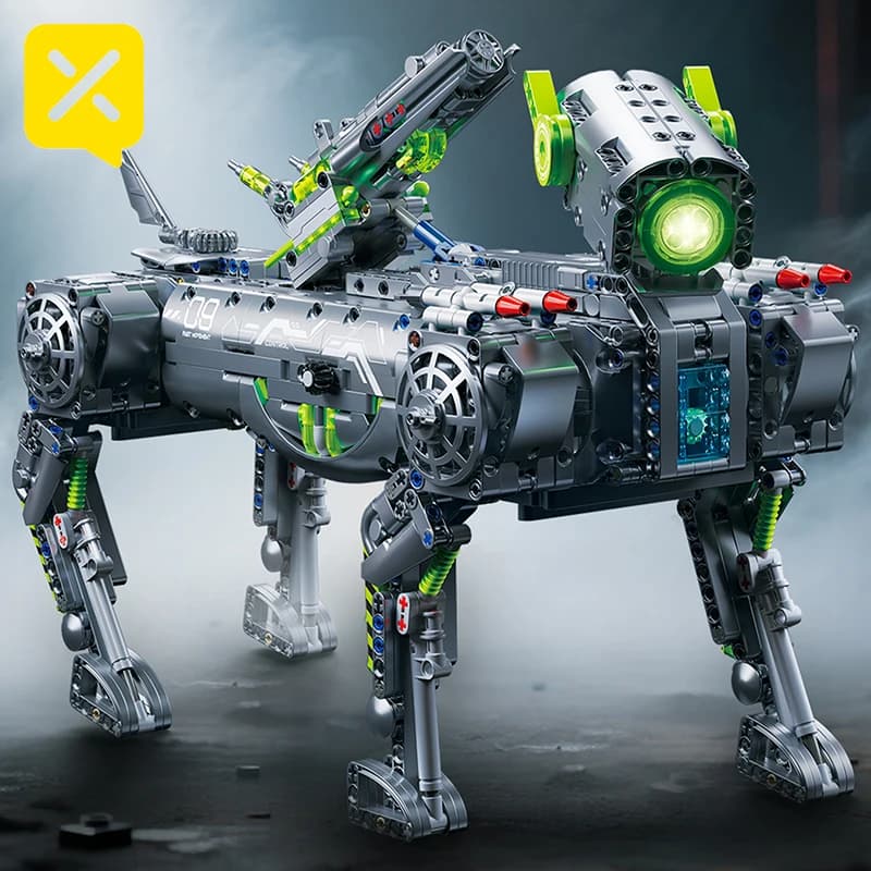 Set di blocchi meccanici per cani robot con coda flessibile rotante, adatto per bambini e adulti, regalo di Natale