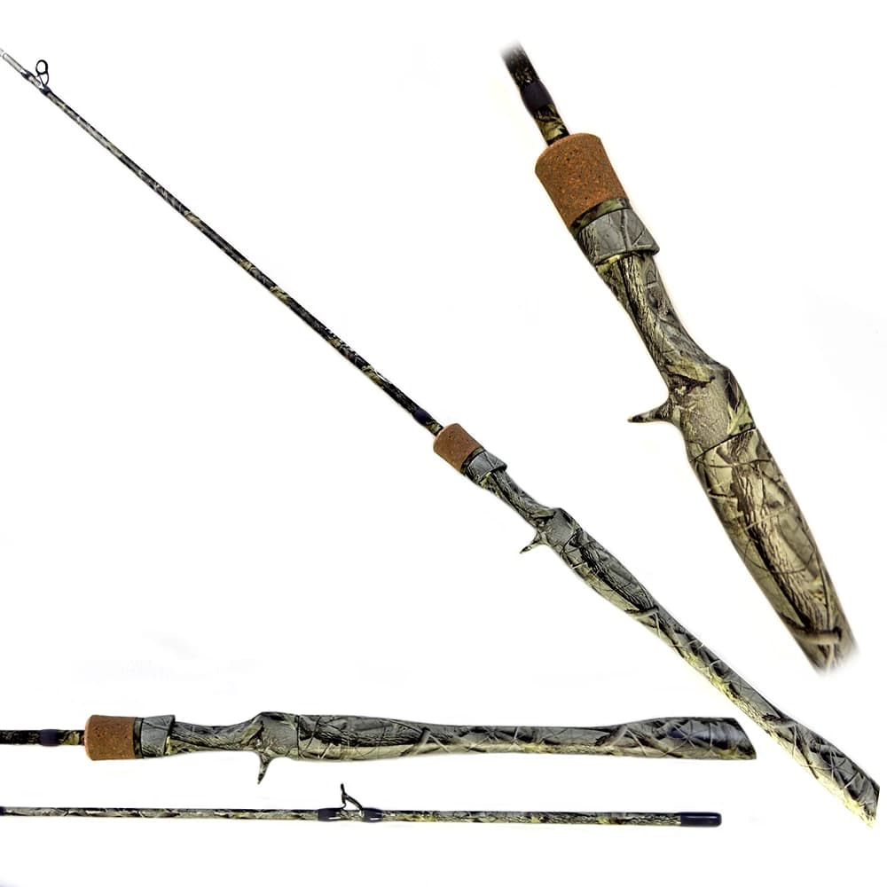 E Eurasian Sports Carbon Camo Reel Seat and Grip Performance Design Fising Rod, Azione media veloce, 7 piedi, 2 sezioni