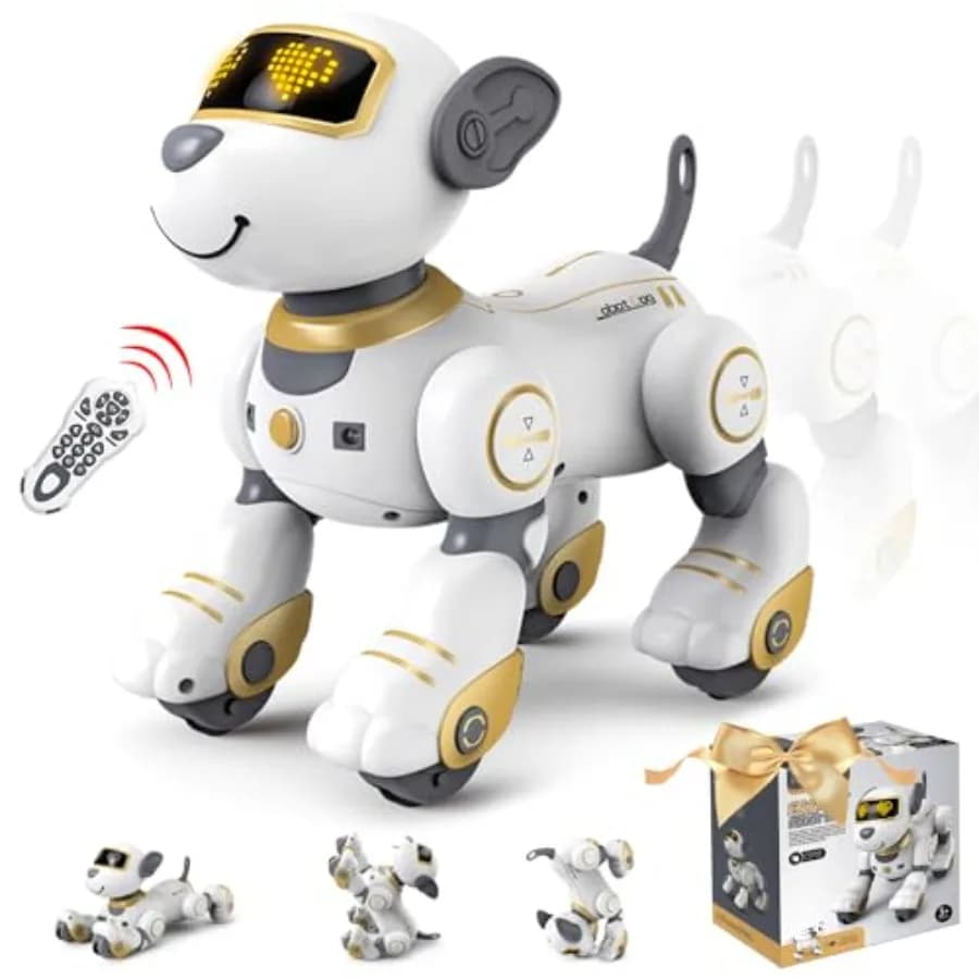 Robot Dog for : Gold Remote Control Interactive Robo Pet Toy with Sing Dance Function Programmable Robotics Design Ideal Birthd