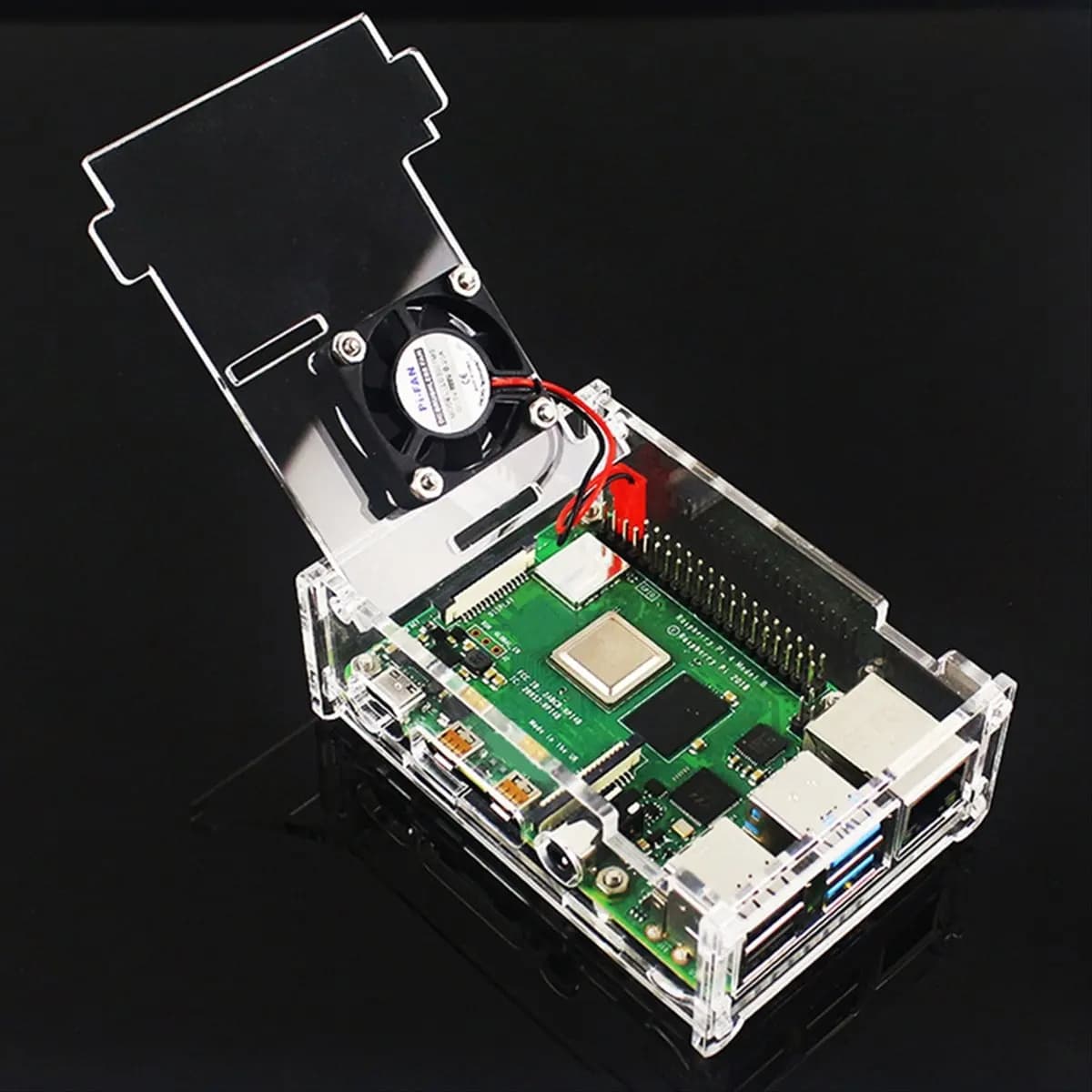 CCDDBG for Raspberry Pi 4B 3.5 inch LCD display 480x320 with acrylic case compatible with cooling fan for Raspberry Pi 4B