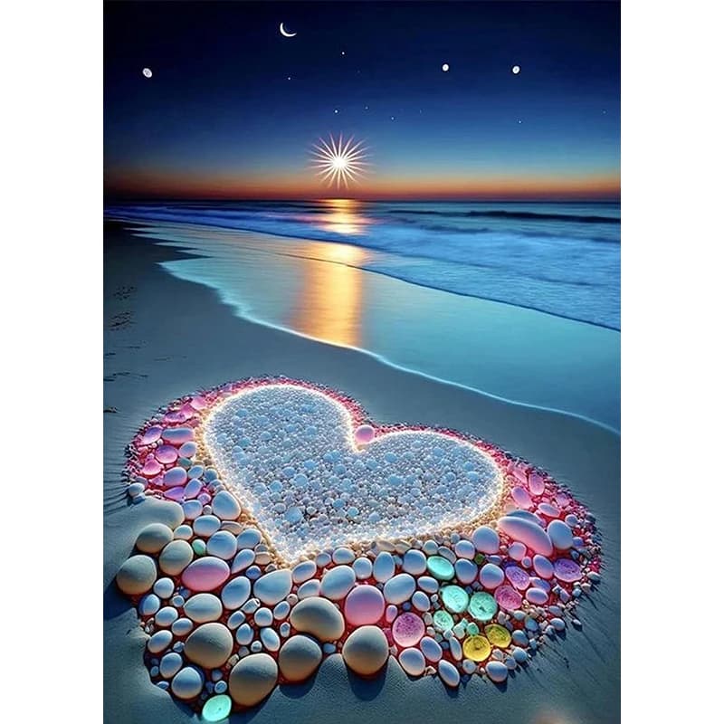 Diamond Art Painting Kits for Nabis Heart Beach Full Drill Diamond Dots Round 5D Paint with Diamonds Pictures Gems