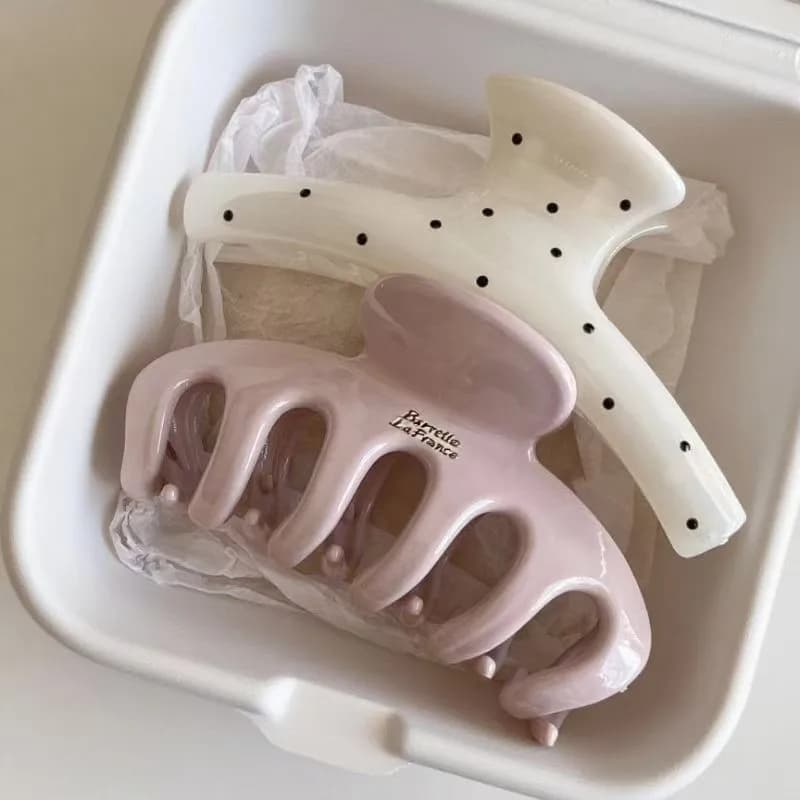 Korean Large Size Acrylic Dragon Bone Shark Hair Clip French Style Polka Point Arc Back of Head Hair Claw Clamp Hair Accessorie