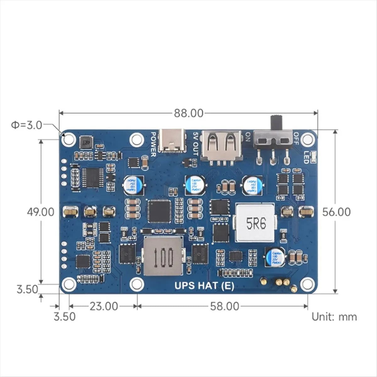 goodidea For Raspberry Pi 5 Uninterruptible Power Supply UPS HAT Type-C Fast Charging for Raspberry Pi 4B/3B+ UPS Module