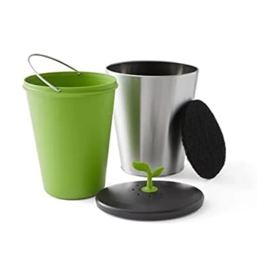 Contenitore per Compost da Bancone EcoCrock 3,3 L Grigio Acciaio