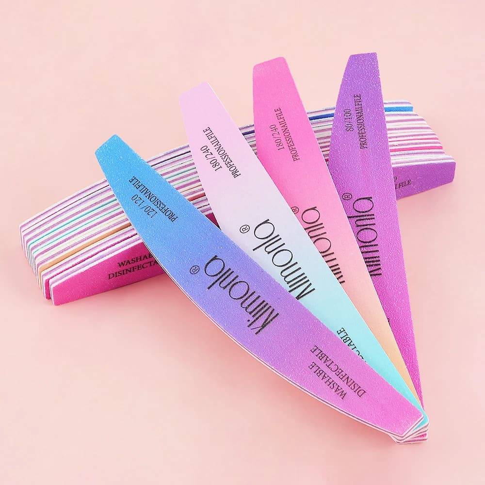 4 pezzi lima per unghie 100-180 sfumatura colorata lima per unghie buffer doppio lato trimmer lavabile disinfettante buffer di lime strumenti per nail art