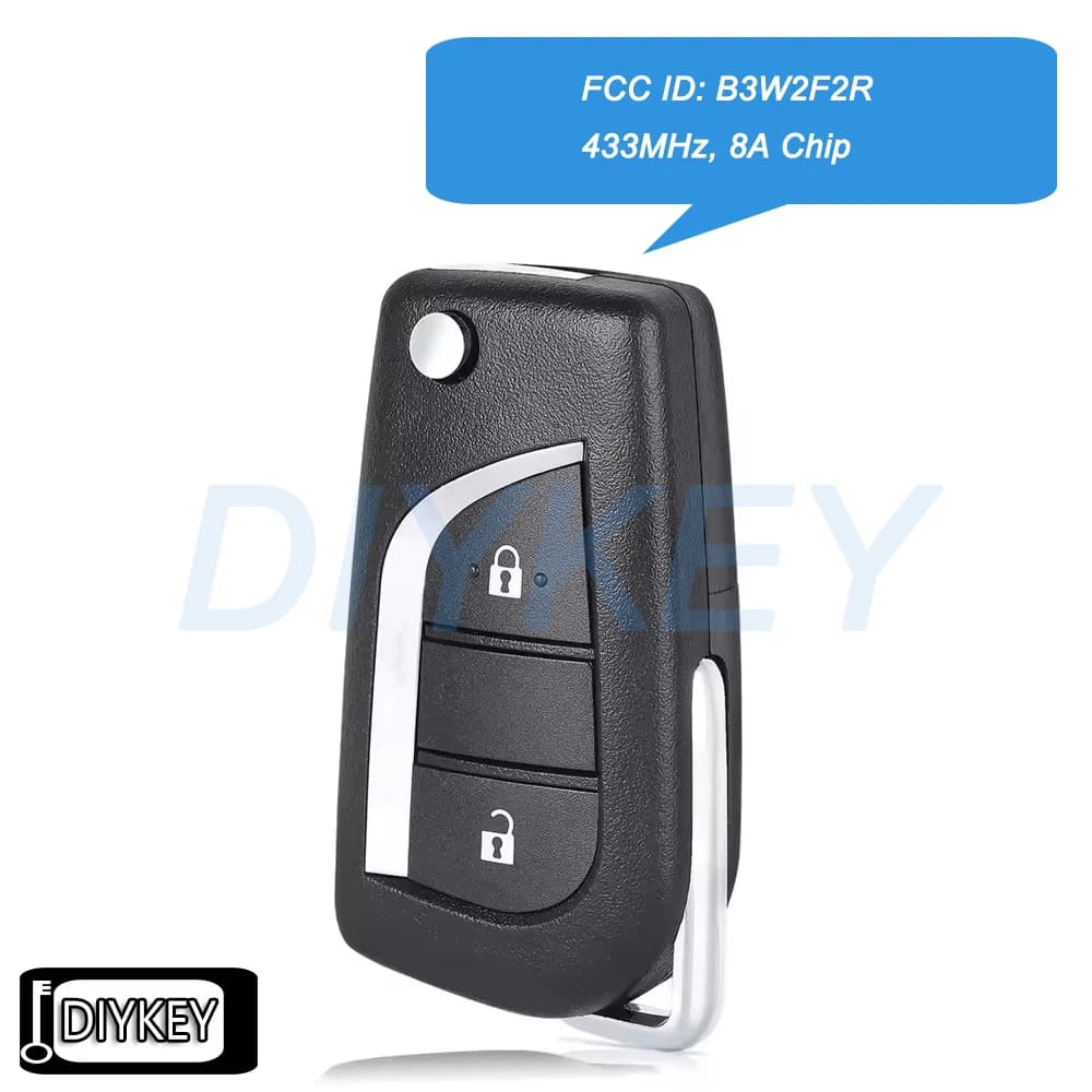 Telecomando auto a 2 pulsanti OEM con scheda di controllo, chiave a scatto 433MHz con chip 8A per Toyota Aygo Avensis Yaris 2019+ FCC ID: B3W2F2R