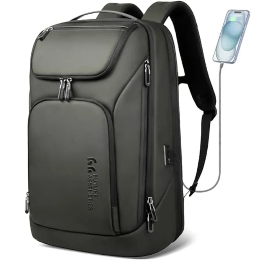 Zaino Smart da Lavoro per Uomo Antifurto per Laptop da 17.3 Pollici con Porta USB, Resistente all'Acqua, Grande, Durevole, Compatto 30