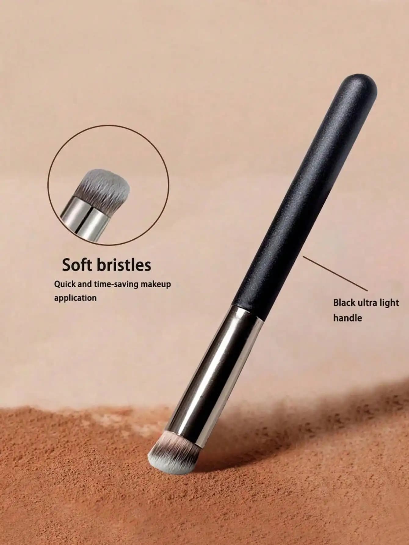 Set di 3 Pennelli per Correttore con Manico in Perle, Morbidi e Densi, per Miscelare, Applicare e Sfumare Correttore, Fondotinta, Blush e Contouring, Unisex