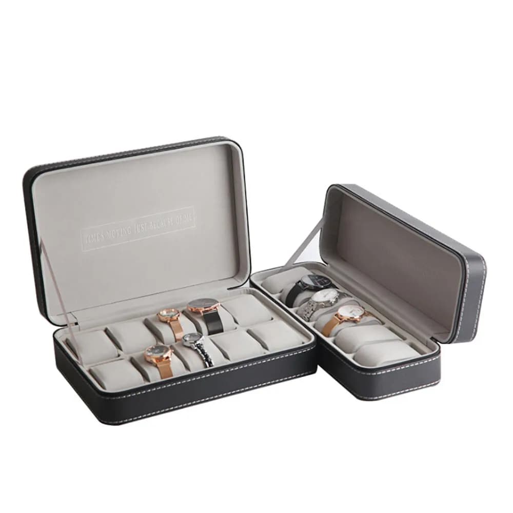 Bymaocar 6 slot hinge portable watch case for collectors, home jewelry organizer, earrings, wrist watch box, waterproof