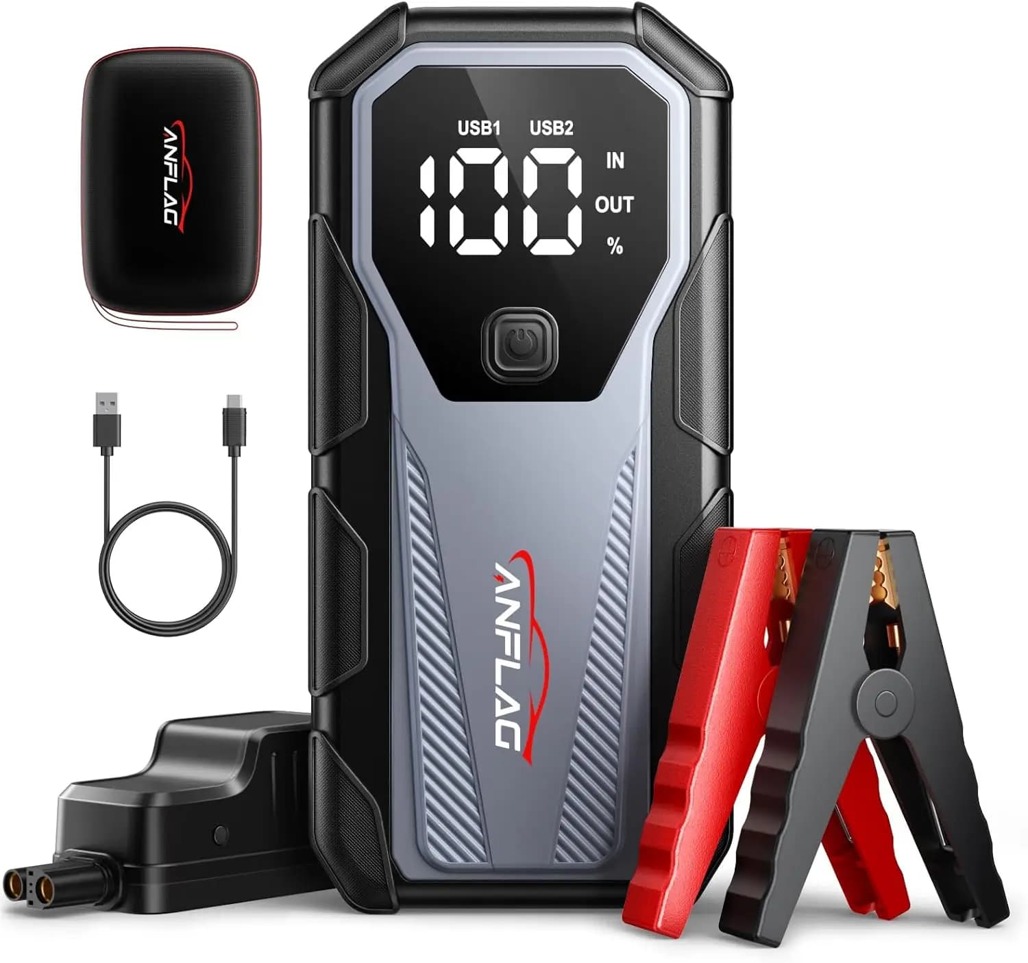 Avviatore di emergenza per auto 7000A 12V, 21800mAh Power Bank portatile per motori a gas e diesel, cavi intelligenti, avviamento a freddo -20 ° C, 200 lumen