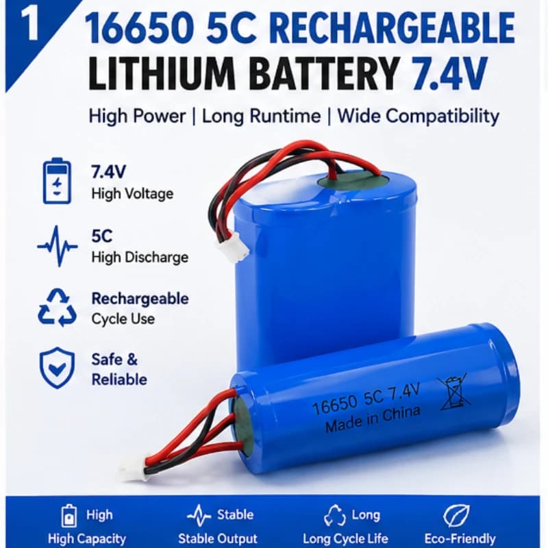 16650 High Drain 5C Rechargeable Lithium Battery 7.4V 1600mAh Li-ion Power Cell for Massage Gun Massager Muscle Gun