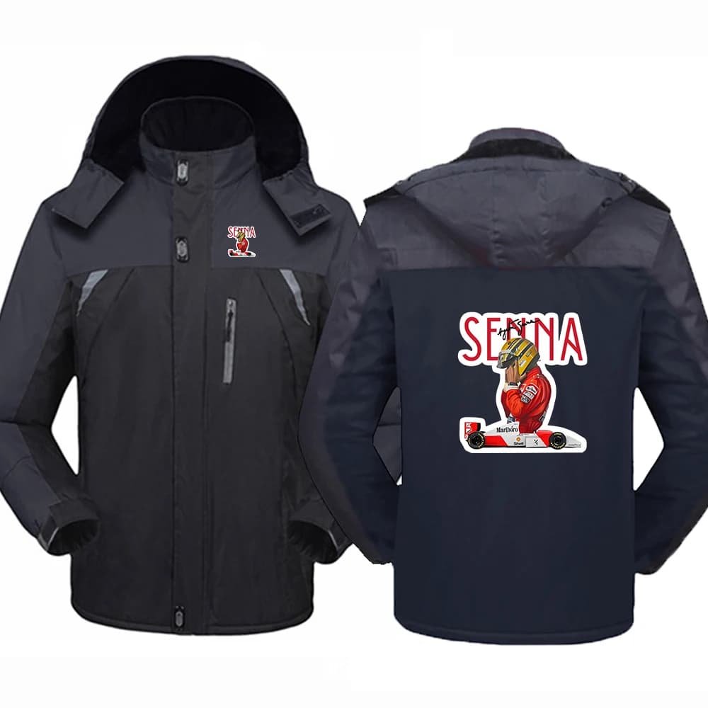 Ayrton Senna Graphic Print 2026 Autumn And Winter Men's New Thicken Windbreaker Casual Zipper Fashion Warm Jacket Coat