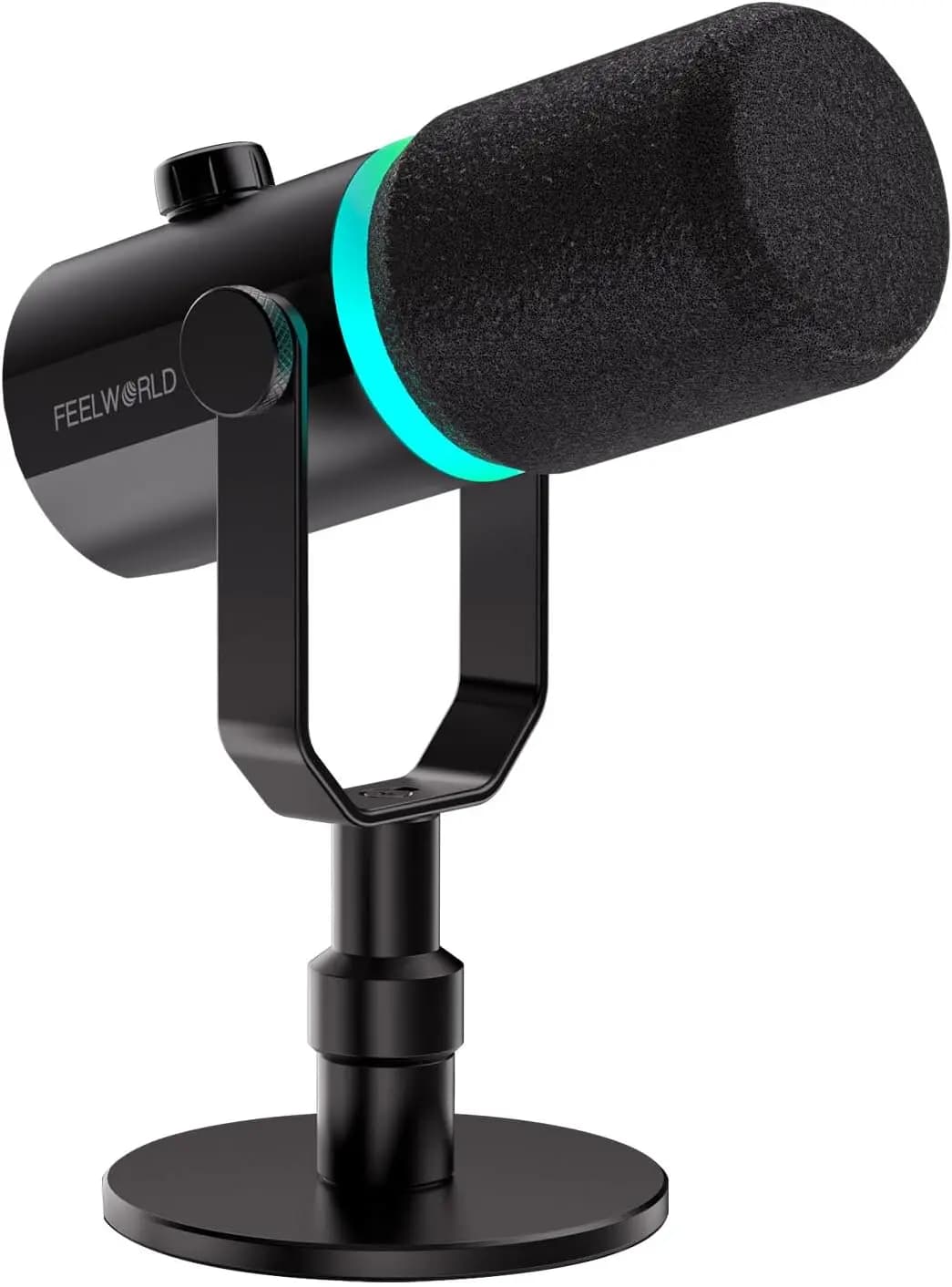 XLR USB Dynamic Microphone with Desktop Stand for Podcast, Gaming, Streaming, Studio Recording, RGB Light, Mute Button, Headphone Jack