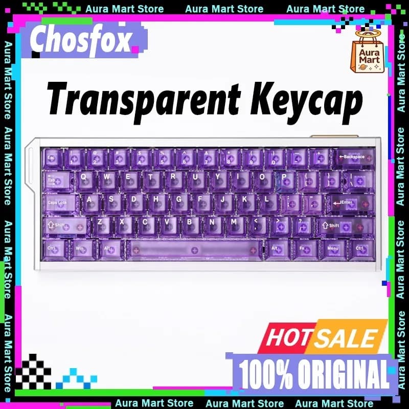 Keycap Chosfox in PC Trasparente Opaco, Rosso Trasparente, Viola Trasparente, Bianco Trasparente, Keycap per Tastiera Meccanica