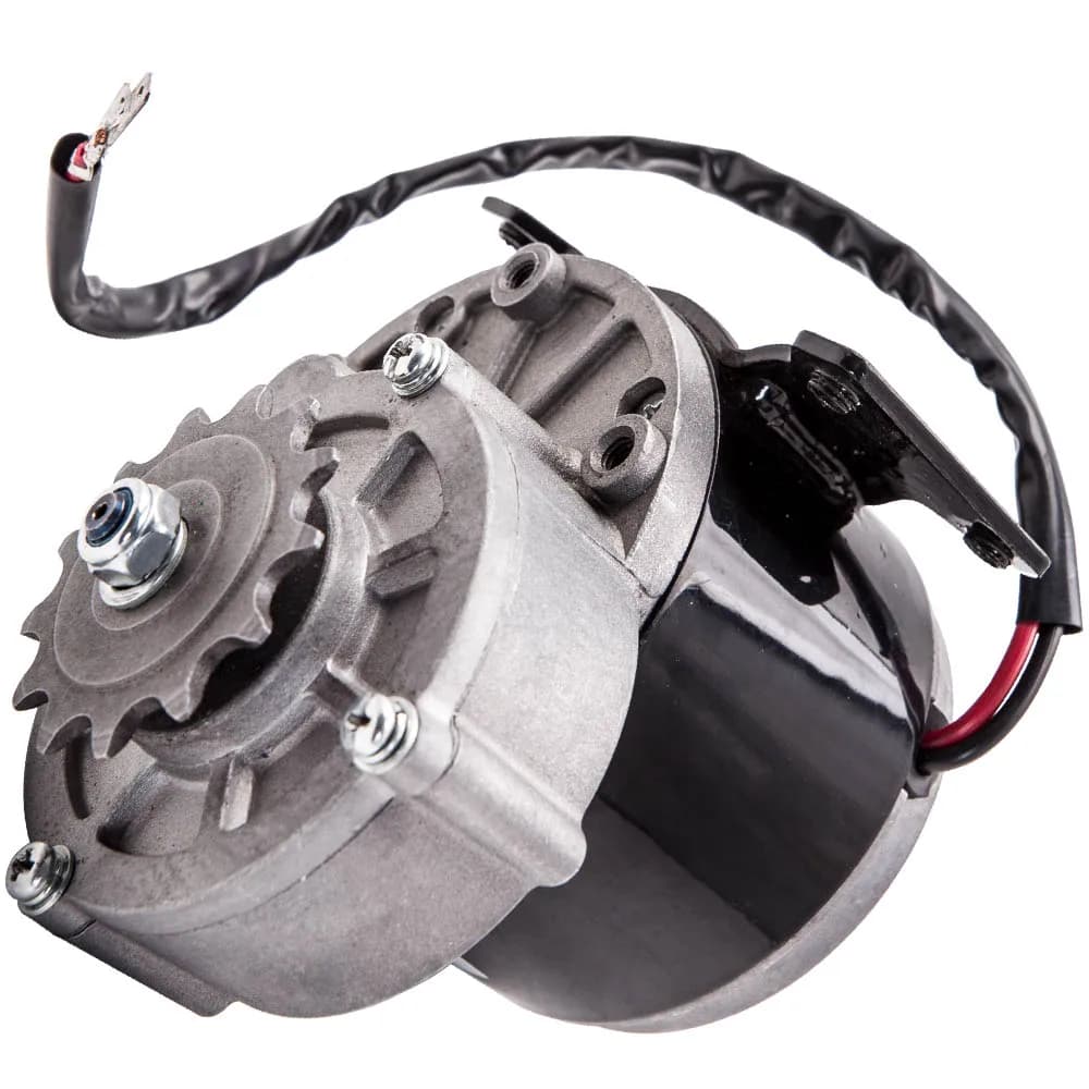 DC electric motor with 24 V 350 W 3000 rpm reduction with 13 tooth sprocket