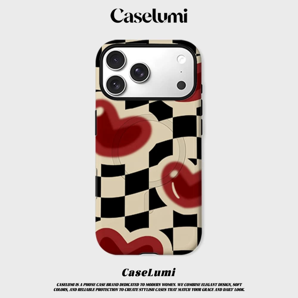 CaseLumi Matte Bumper per Custodia MagSafe per iPhone 17 16 15 14 Plus 13 Pro Max, Cover Antiurto Rigida in PC con Cuori Intrecciati