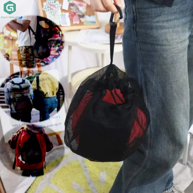 Zaino da basket portatile nero con coulisse Borsa a rete Borse portaoggetti per palloni da calcio da pallavolo 1/2 pezzi Borse per sport all'aria aperta