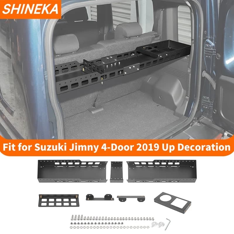 SHINEKA Auto Baule Posteriore Rack di Stoccaggio Espansione Organizer Staffa per Suzuki Jimny 4 Porte 2019 2020 2021 2022 2023 2024 2025 Up