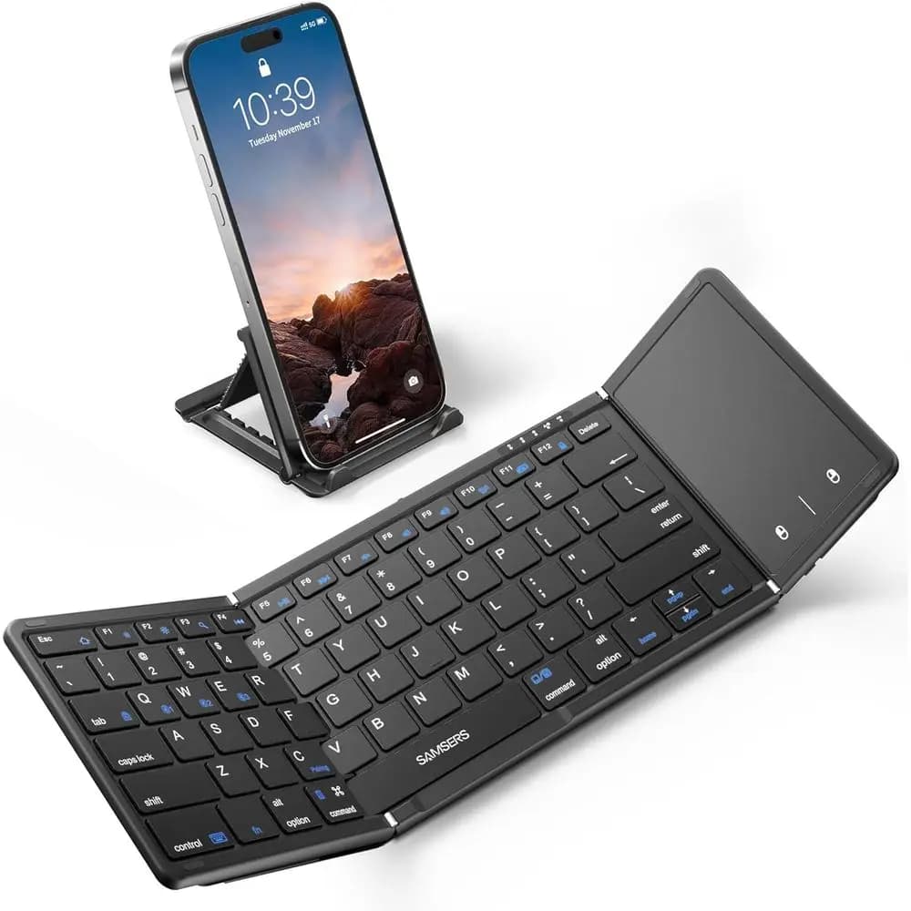 Tastiera Bluetooth Full-Size con Touchpad per iOS, Android e Windows, Supporta 3 Dispositivi, Nera