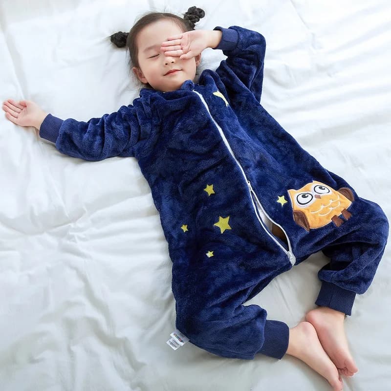 MICHLEY Sacchetto a pelo per bambini Flanella Pigiama per bambini Vestiti invernali caldi Sacco per bambini Sacco a pelo Biancheria da letto per ragazze Ragazzi Bambini 1-6T