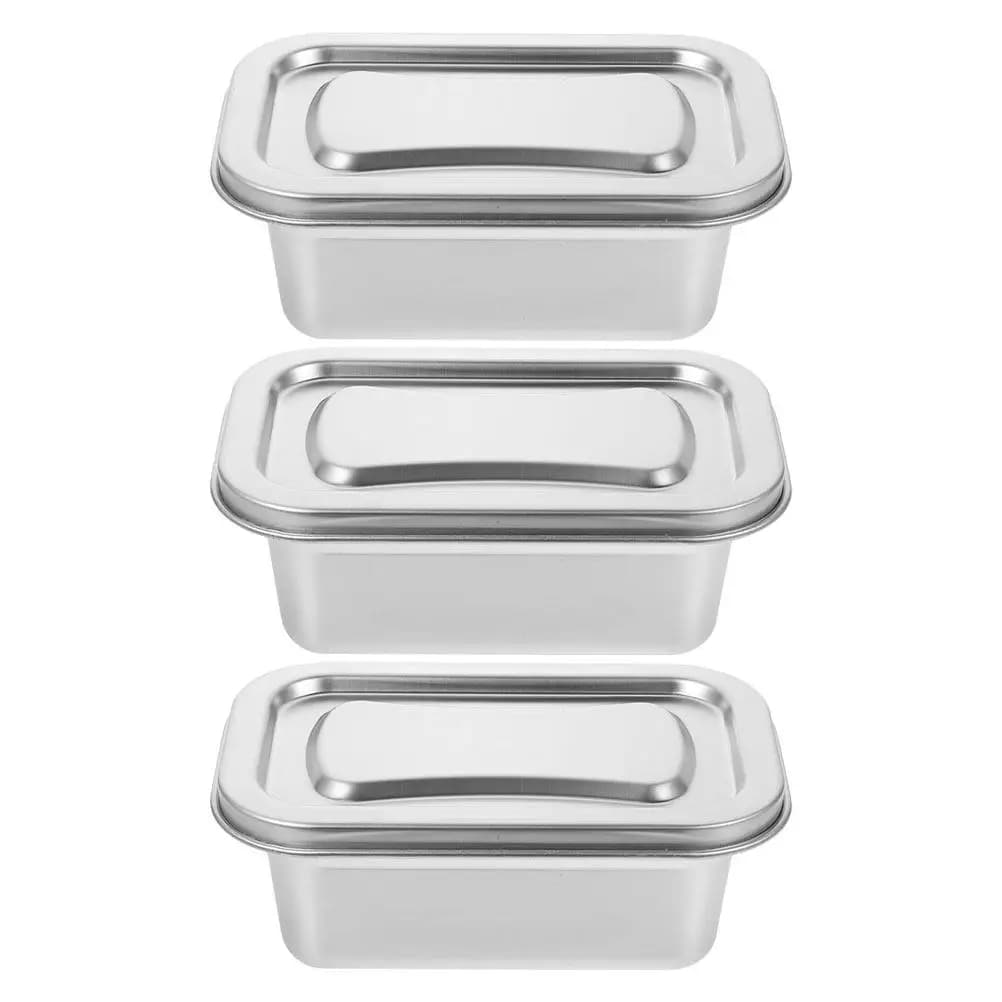 Set di 3 Contenitori in Acciaio Inox per Gelato, Ermetici e a Prova di Perdite, Vaschette per Conservazione in Freezer di Gelato Fatto in Casa