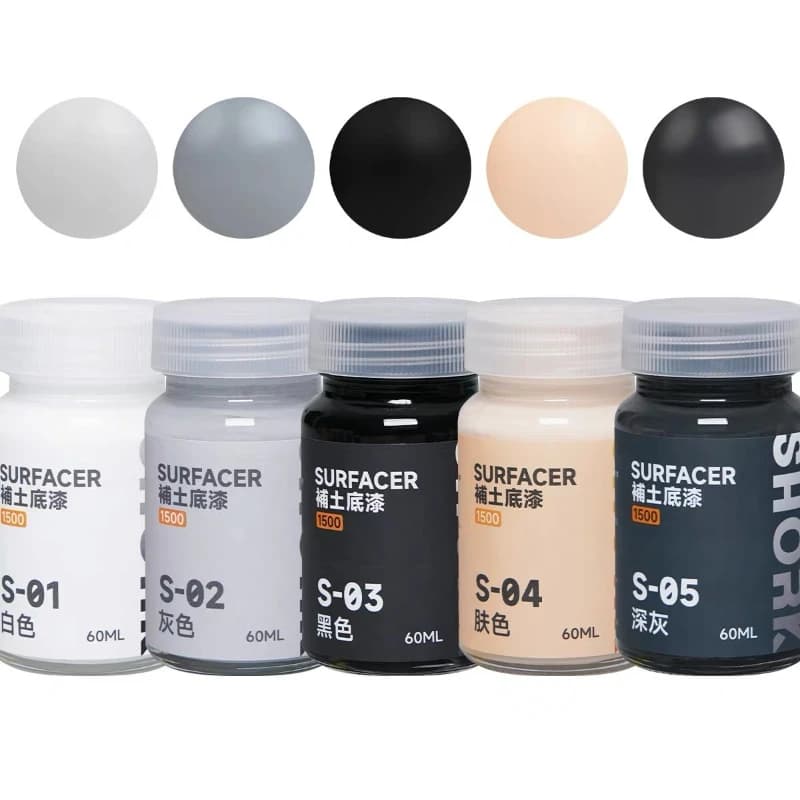 SHORK 60ml Oil Based Model Surfacer Primer Matte Base Paint S01-S05 for Military Model GK Resin Figure Hobby Airbrush Spraying