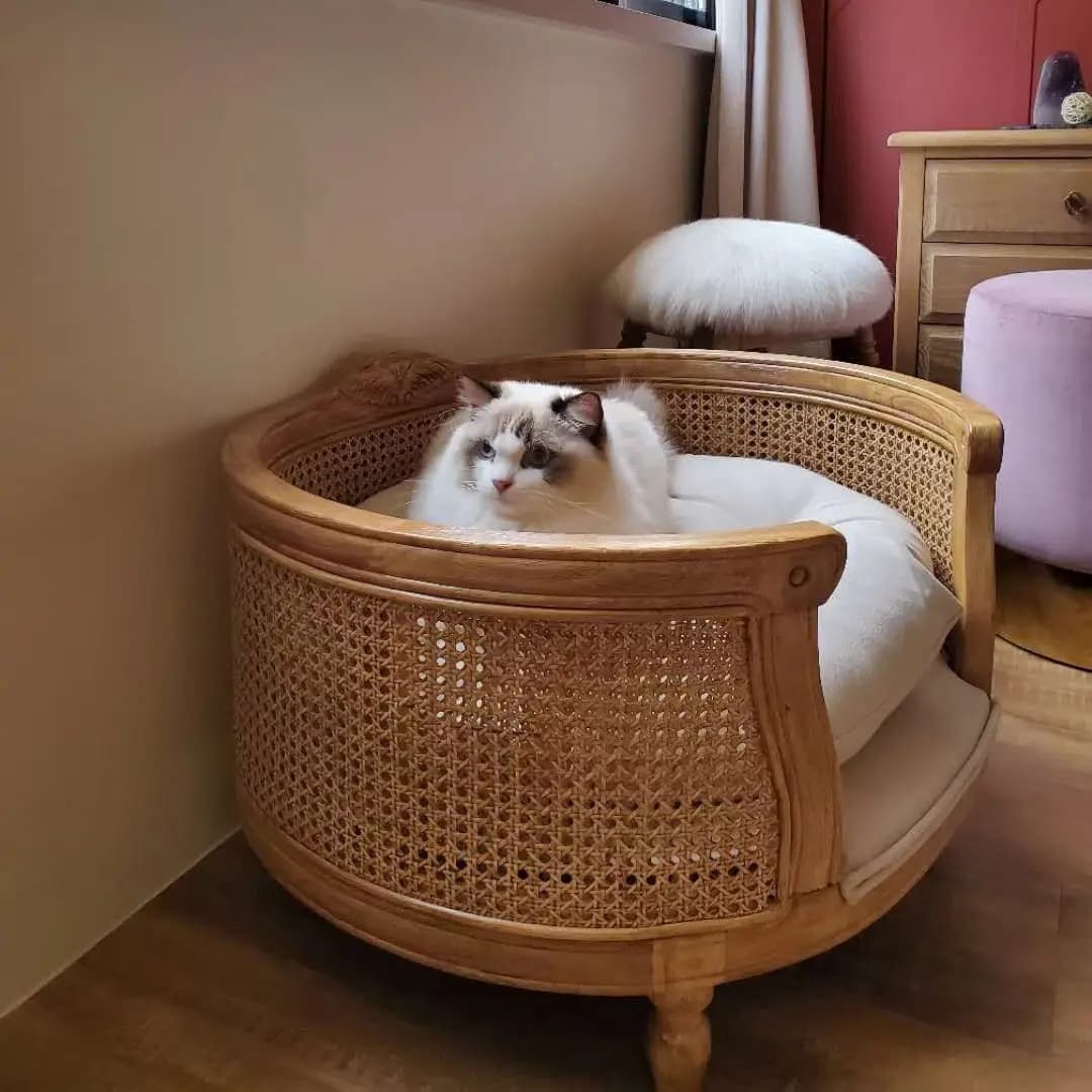 Custom Pet Litter Supplies, Kennel Cat Litter, American Retro Solid Wood Animal House Furniture, Teddy Bear Dog Bed Cushion