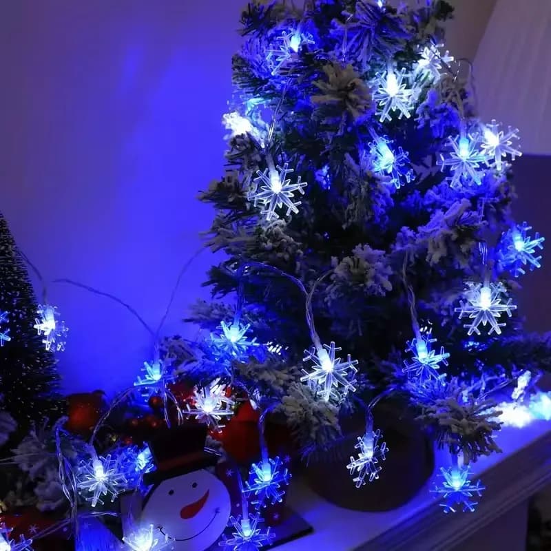 Luci natalizie a forma di stella con fiocco di neve, luci a LED a batteria, per decorazioni per feste di Capodanno, camera da letto, casa, giardino