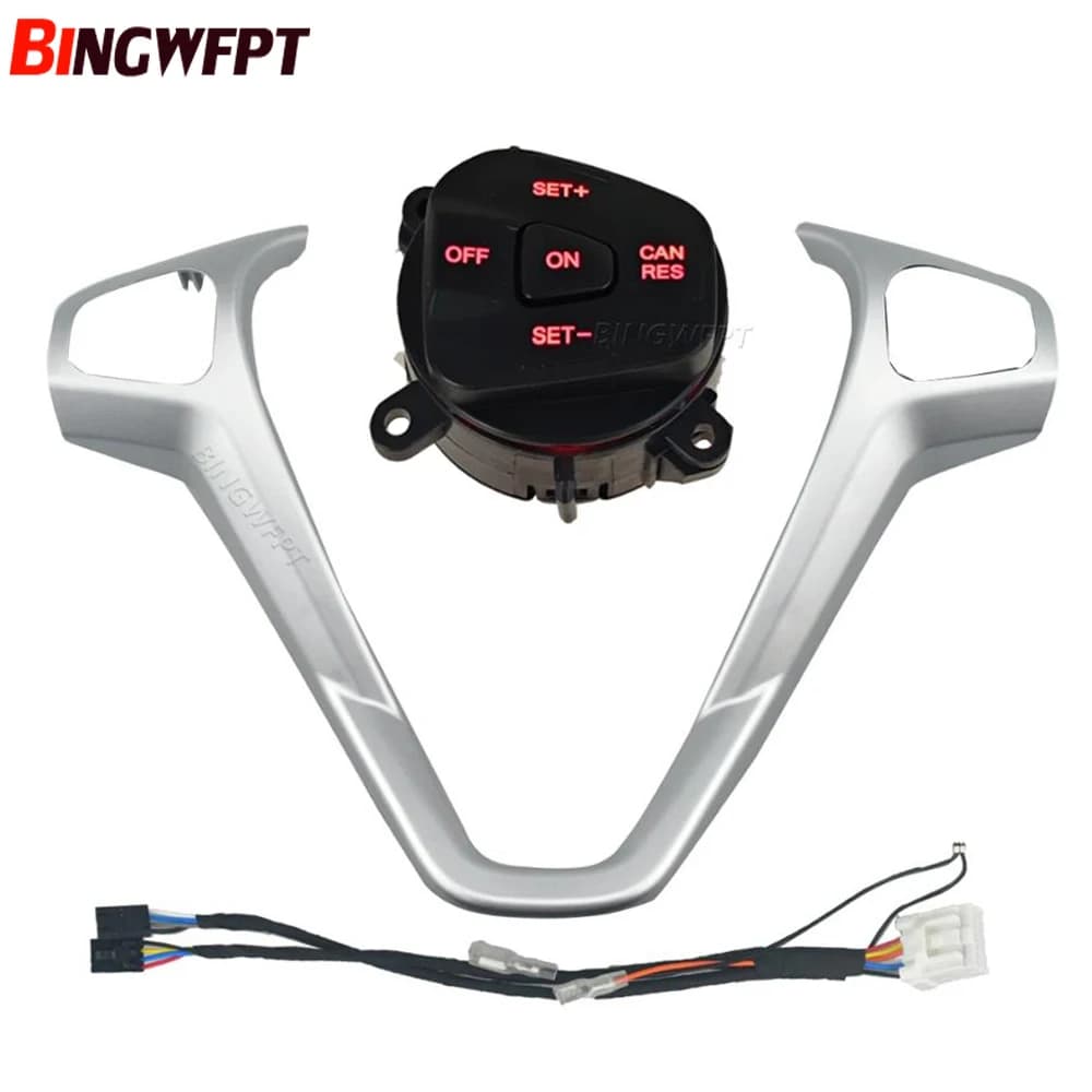 Car chassis panel steering wheel cover + speed control buttons + cable for Ford Fiesta MK7 MK8 Ecosport 2013-2015