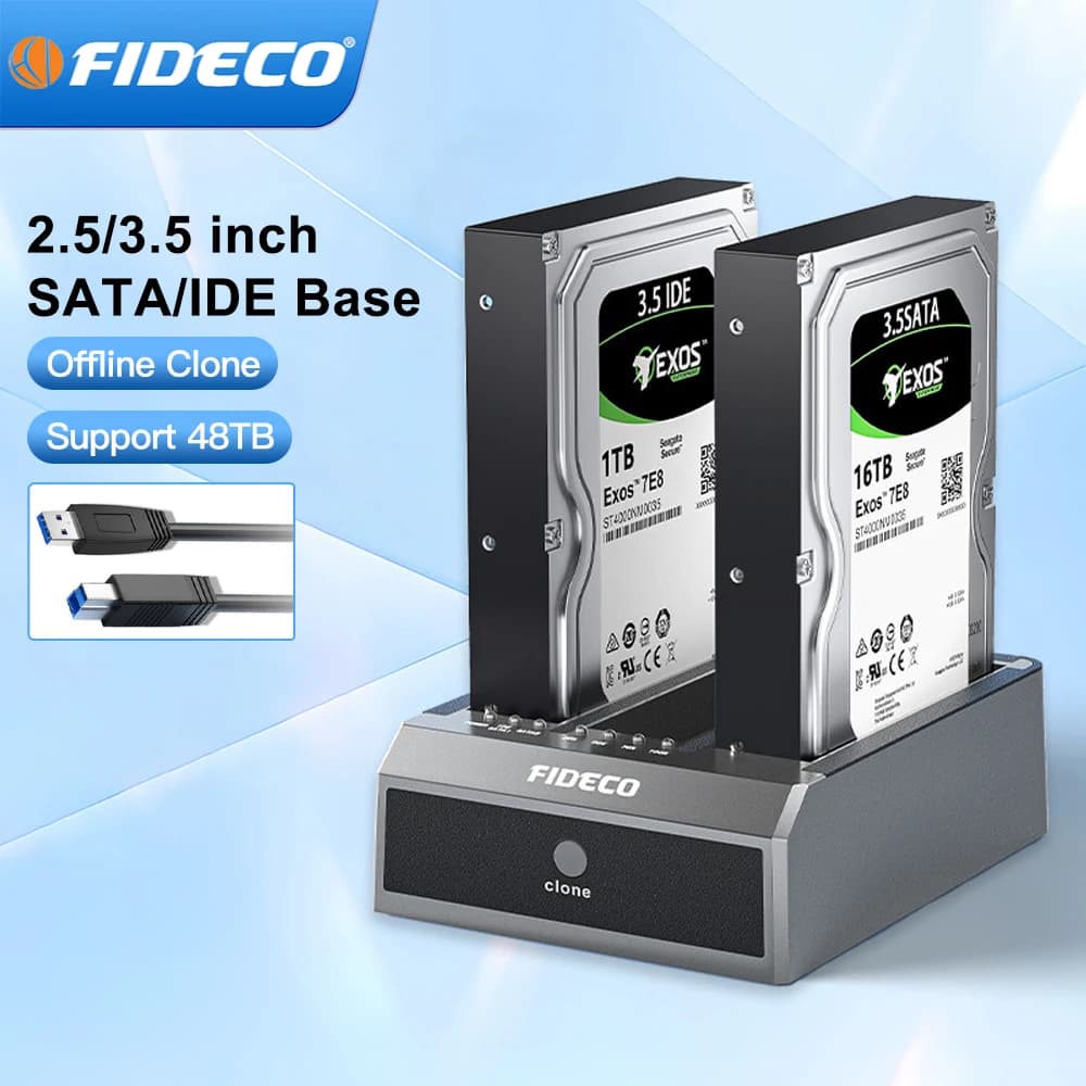 FIDECO 2.5/3.5 inch IDE SATA External HDD SSD Case Hard Drive Docking Station Three Slots External Disk Box Enclosure Adapter